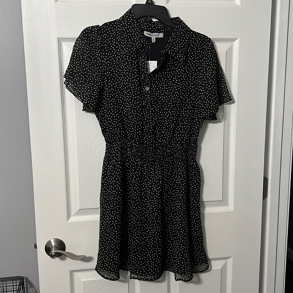 Retro dress black polka dot - M